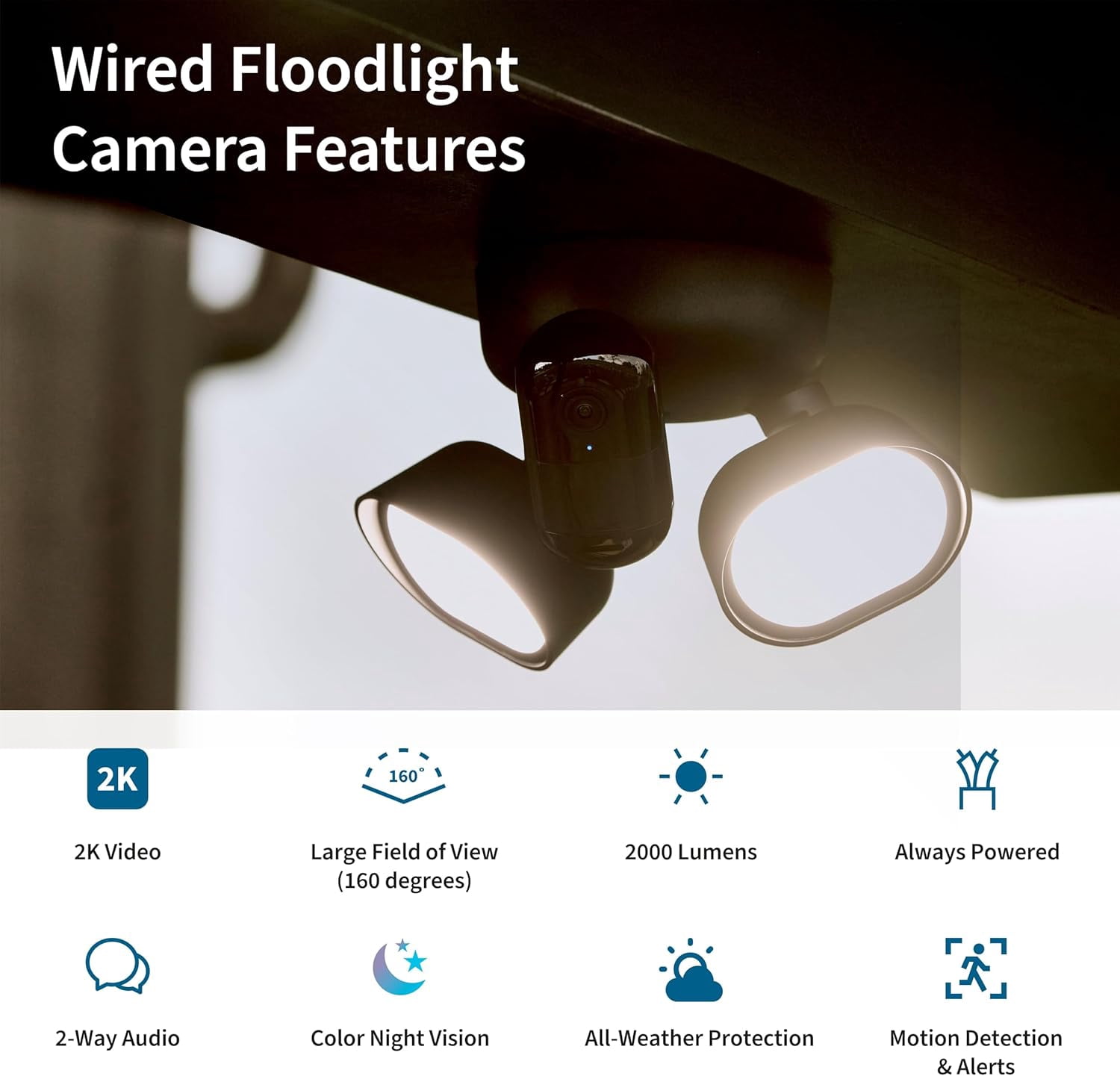 Arlo FLW2001B-100NAR Wired Floodlight Security Camera, Black