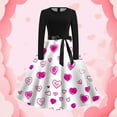 thumbnail image 2 of Women's Valentine's Day Retro Festive Printed Round Neck Evening Dress With Full Swing Skirt, 2 of 2