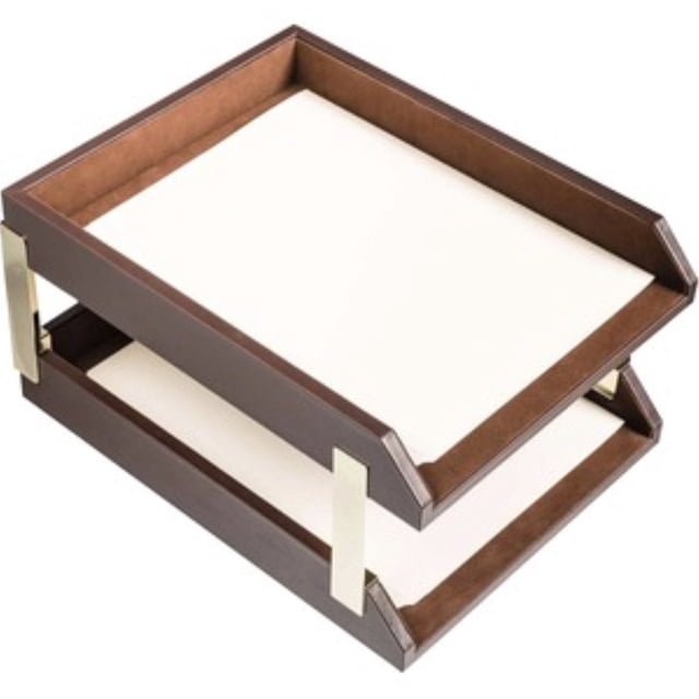 Dacasso Plateaux Doubles en Cuir pour Lettres, Marron Chocolat (A3420)