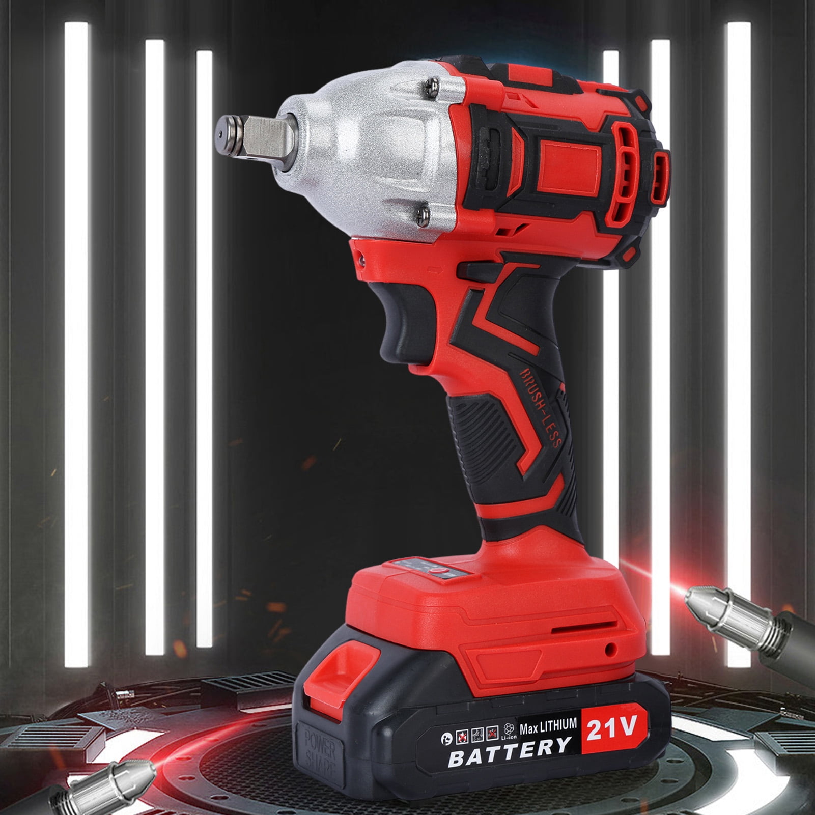 Jiledu Cordless Impact Wrench, 520N.m High Torque Electric Wrench with 2 x 1500mAh Batteries, Brushless Motor Electric Impact Wrench, for Family Cars, Construction Work_Clearance Car Washer