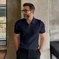 thumbnail image 2 of Mens T Shirts Short Sleeve Ribbed Texture Collar Sweater Mens Clothing,Black,3XL, 2 of 4