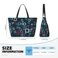 thumbnail image 4 of Xecao Navy Blue Geometric for versatile beach bag for women includes zipper pockets and waterproof material, ideal for vacations and adventures., 4 of 7