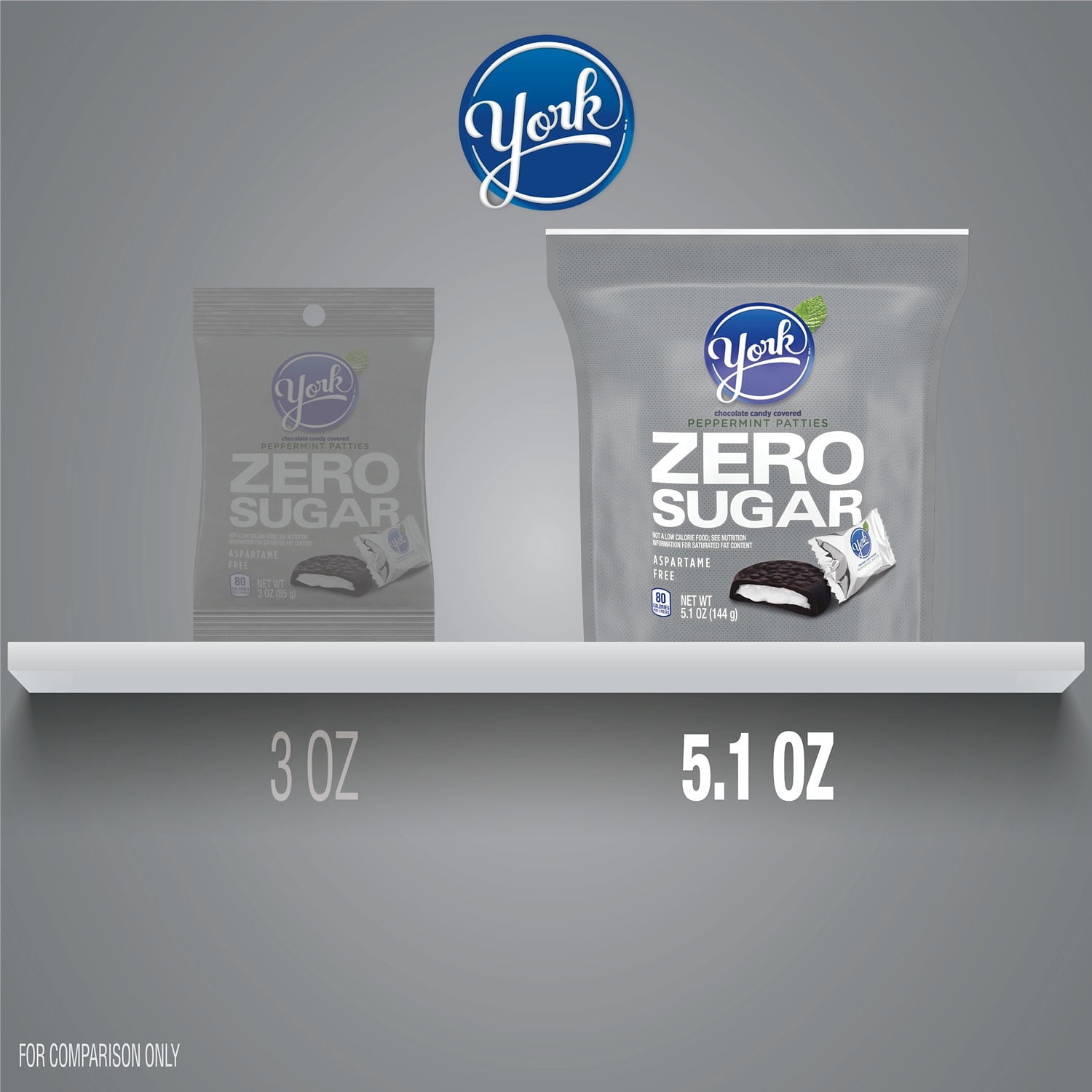 York Zero Sugar Chocolate Peppermint Patties Candy, Bag 5.1 oz(pack of 4)