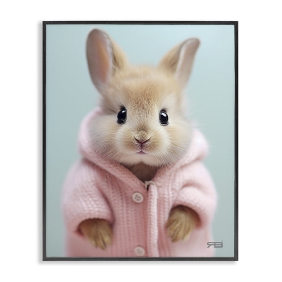 Stupell Industries Bohemian Bunny in Cozy Sweater Black Framed Giclee Art, 24 x 30, by RB