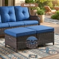 thumbnail image 3 of PARKWELL Outdoor Patio Wicker Furniture Set - 5 Piece Sectional Sofa Set with 3-Seat Sofa,2 Chairs and 2 Ottomans,Brown Wicker and Blue Cushion, 3 of 8