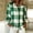Green women plaid button down shirt a1, variant on Women Button Down Plaid Shirt Long Sleeve Collared Casual Loose Fit Fall Winter Blouses, Green L