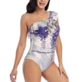 thumbnail image 3 of Sikiie Lavender Blooms Window Print Women One Piece Swimsuits Tummy Control One Shoulder Bathing Suits Ruffle Swimwear, From S to XXL-XX-Large, 3 of 6