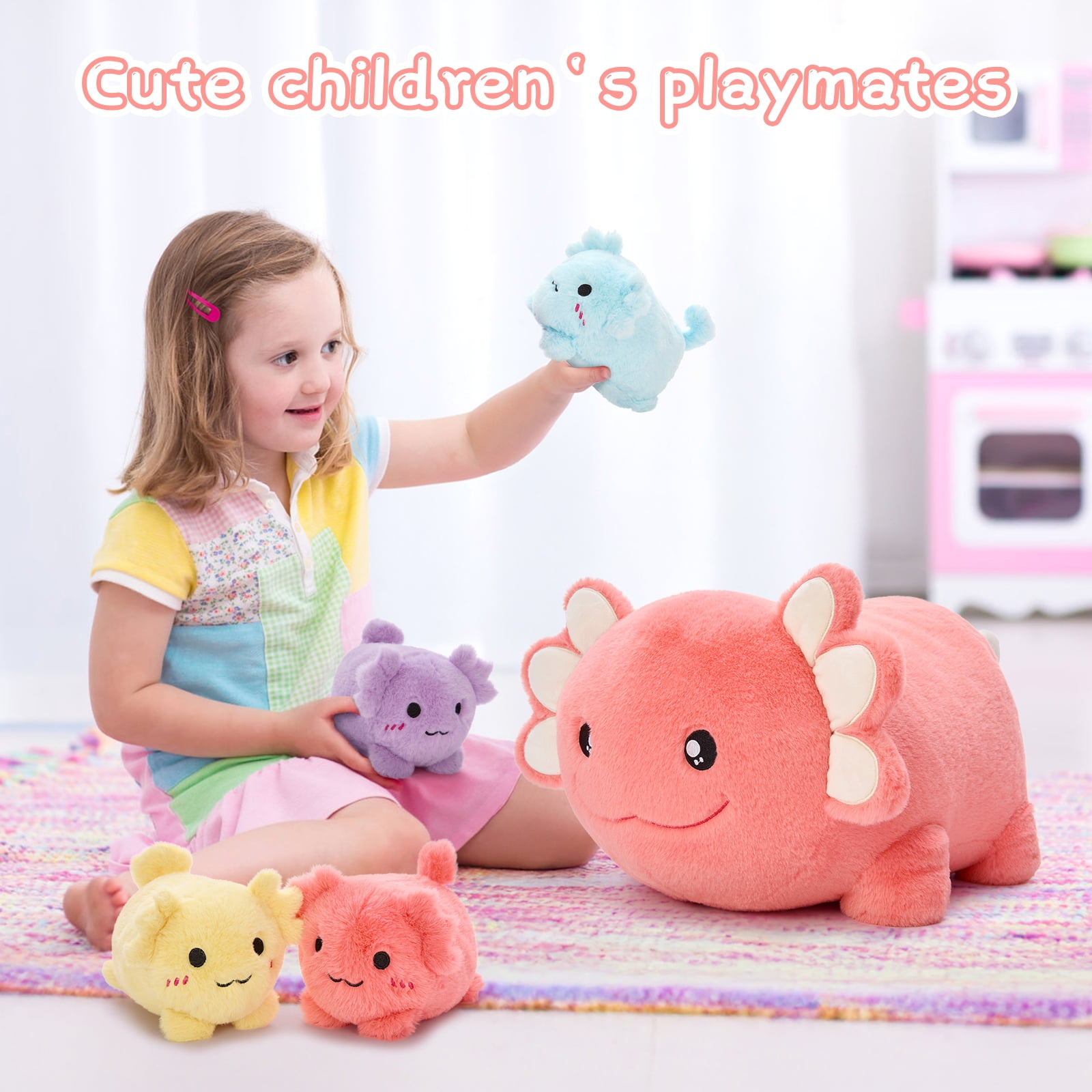 MorisMos 5Pcs Axolotl Plush Toy, Axolotl Stuffed Animal with 4