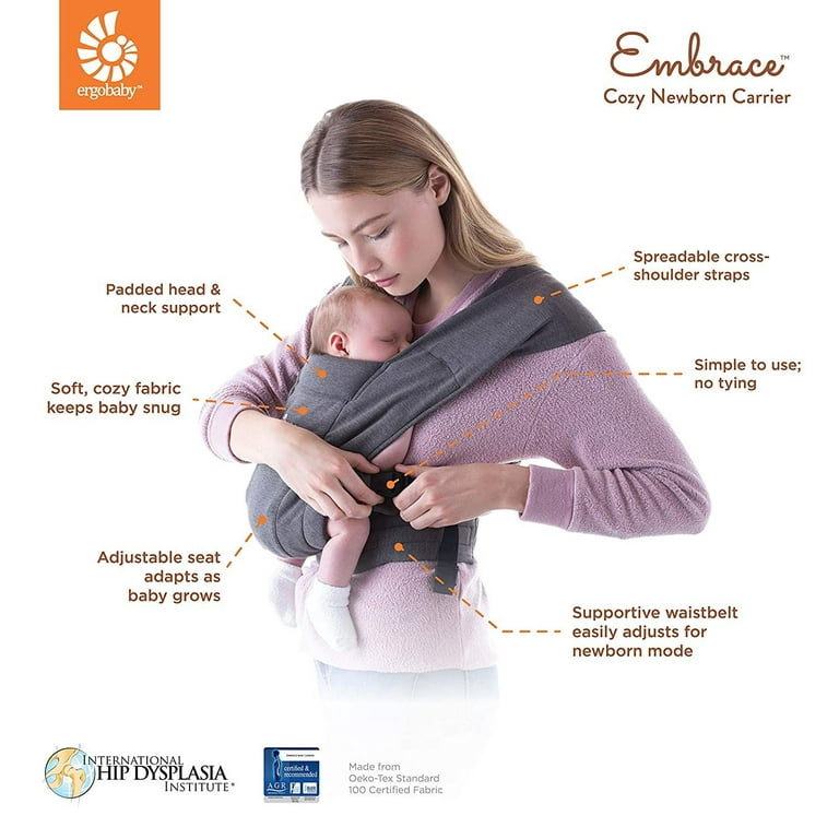 Ergobaby Embrace Baby Wrap Carrier, Infant Carrier for Newborns 7-25  Pounds, Heather Grey 
