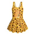 thumbnail image 4 of Uourmeti Girls' Sunflower & Capybara Print Skirted One-Piece Swimsuit - Quick Dry Stretch Swim Dress for Summer Beach & Pool Play, 4 of 8