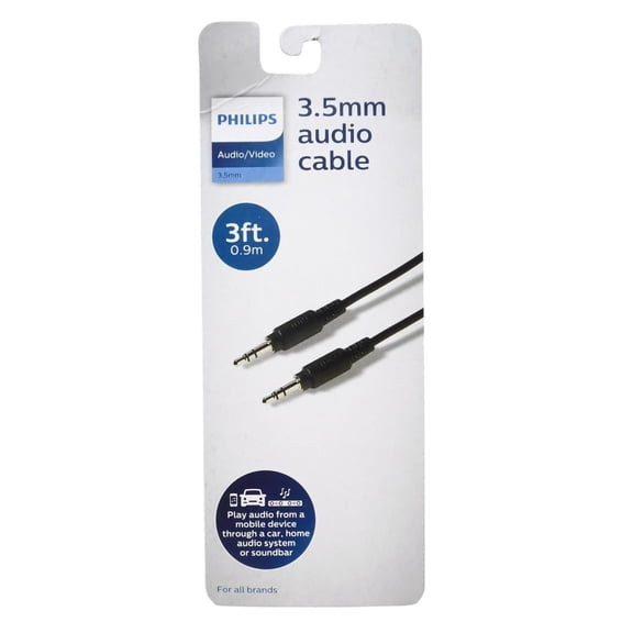 Philips Audio/Video 3.5mm Audio Cable for All Brands - Black - 3ft