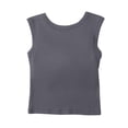 thumbnail image 5 of Women's Padded Tank Top with Built-in Bra and Wide Straps Featuring Round Neck Cropped Design Gray M, 5 of 8