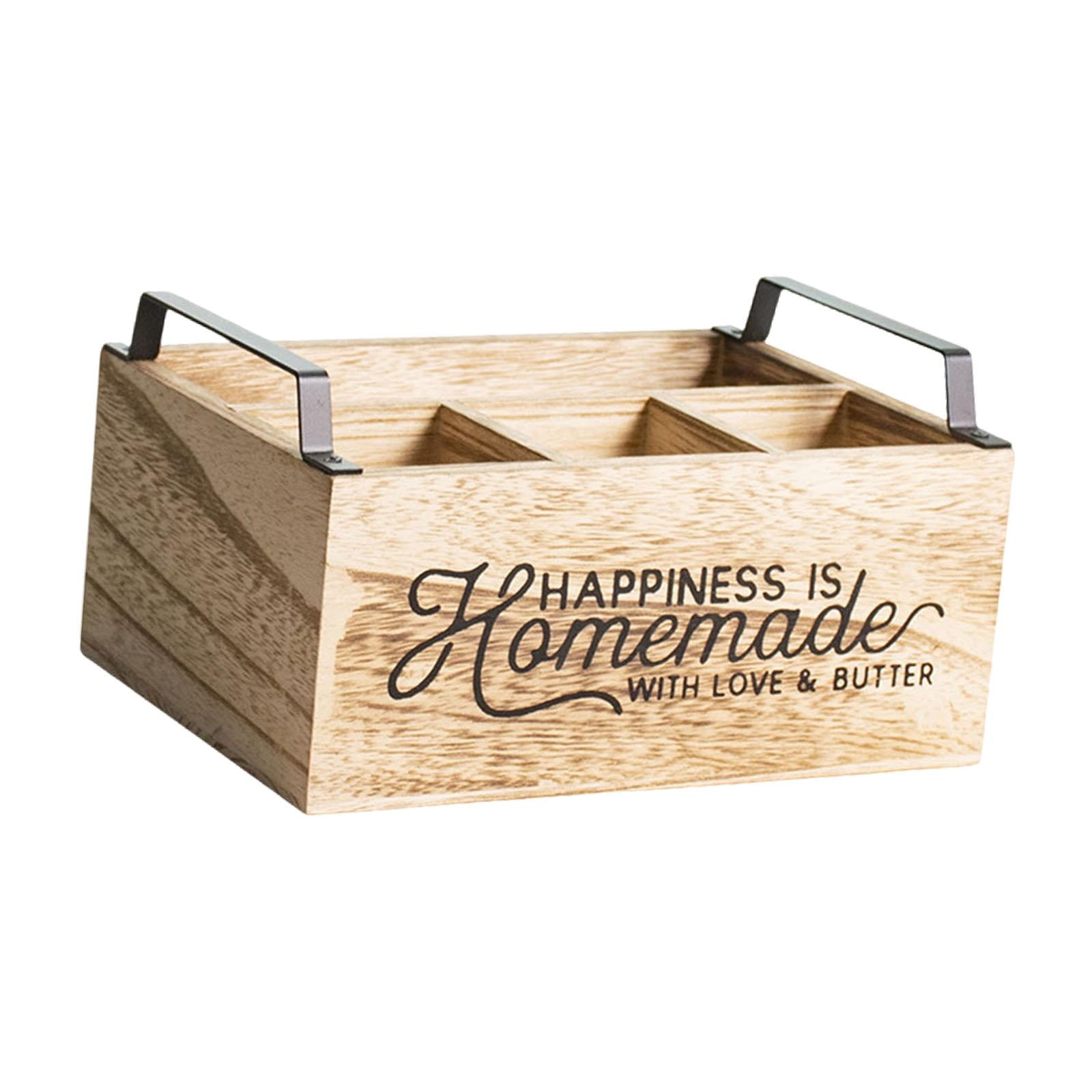 Fiocias Dining Utensil Holder Silverware Portable Container Rustic Cooking Tools Storage wood