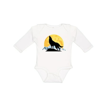 

Inktastic Wolf Wilderness Mountains Moon Gift Baby Boy or Baby Girl Long Sleeve Bodysuit