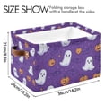 thumbnail image 4 of Yayeee 2 Pack Canvas Storage Basket with Handles for Shelves Fabric Bins Closet Organizer, Halloween Purple Ghosts, 4 of 8