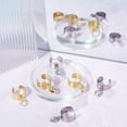 thumbnail image 4 of 8 anillos de acero inoxidable de 2 colores con dijes para mujer, redondos, ajustables, con dijes de luna y estrella, con puño abierto., 4 of 6
