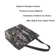 thumbnail image 3 of FORMRS Womens Canvas Tote Bag with Zipper Inner Pocket Shoulder Handbag, Dark Flowers Pattern, 3 of 7