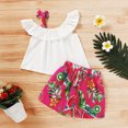 thumbnail image 4 of Vedolay Shorts Sets Girl Two Piece Girls Summer Outfits Elastic Drawstring Top and Elastic Waist Shorts Set with Side Pockets,White 18-24 Months, 4 of 5
