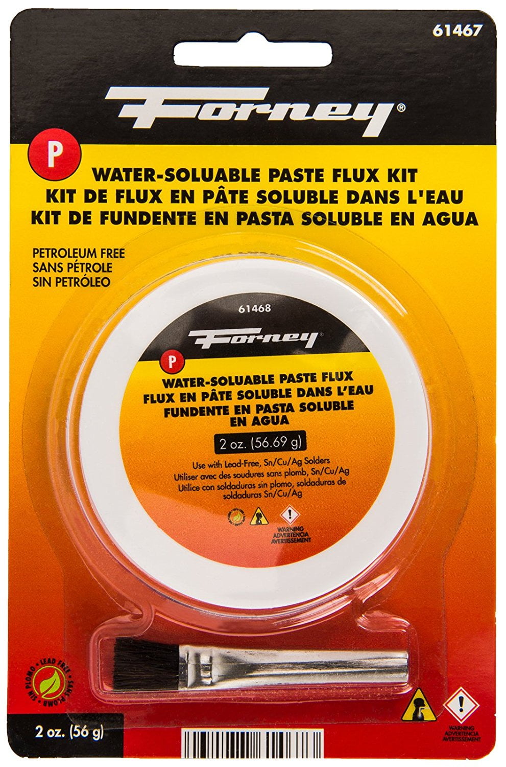 Forney 61467 Water Soluble Flux Paste & Brush, 2 oz