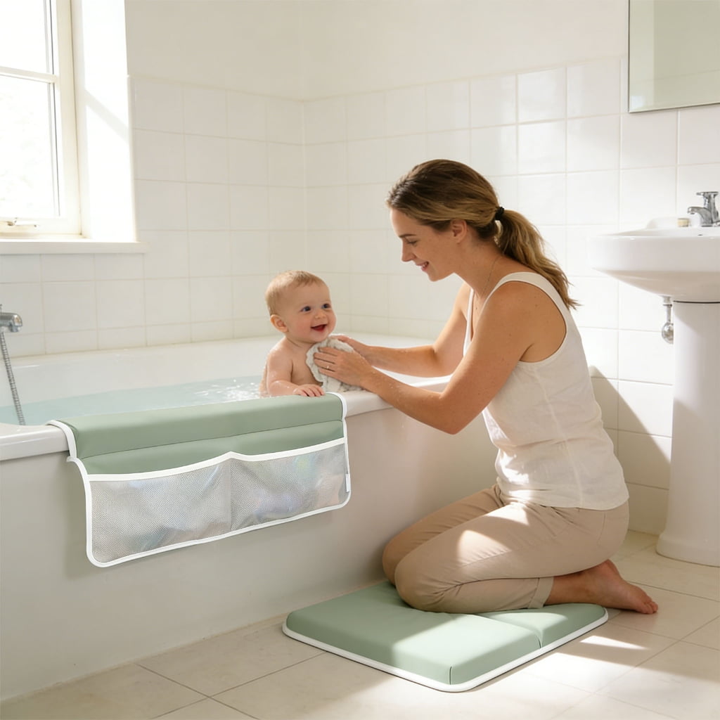 Bath Kneeling Pad Set Highlighting Memory Spume for Knee and Elbow Light second Storage Pouches and Not Slip Plan E