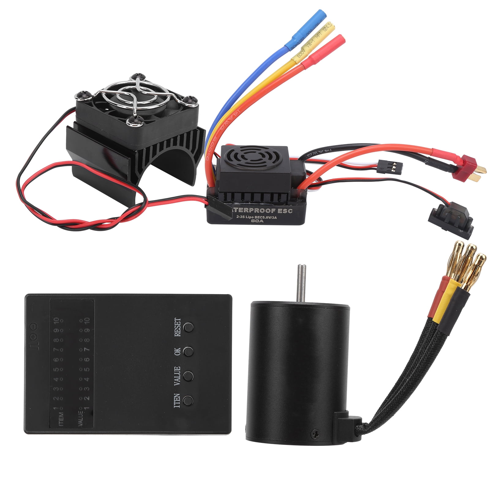 3650 4500KV Brushless Motor & 60A ESC Combo - Waterproof, For 1/8 1/10 RC Cars, With Programming Card