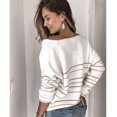 thumbnail image 4 of Charmo Pull-Over Ample à Rayures pour Femmes, Col en V, Manches Longues, Décontracté, 4 of 5