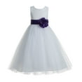 thumbnail image 2 of Ekidsbridal Girl Communion Flower Girl Dress - Floral Lace White Heart Cutout with Tiebow 172T-A (Size: 2-14), 2 of 3