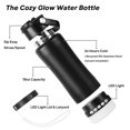 thumbnail image 4 of MYONAZ Insulated Water Bottle with Lantern 18oz Stainless Steel Flask with Detachable Rechargeable Camping Light, Perfect for Home and Outdoors (Black), 4 of 10