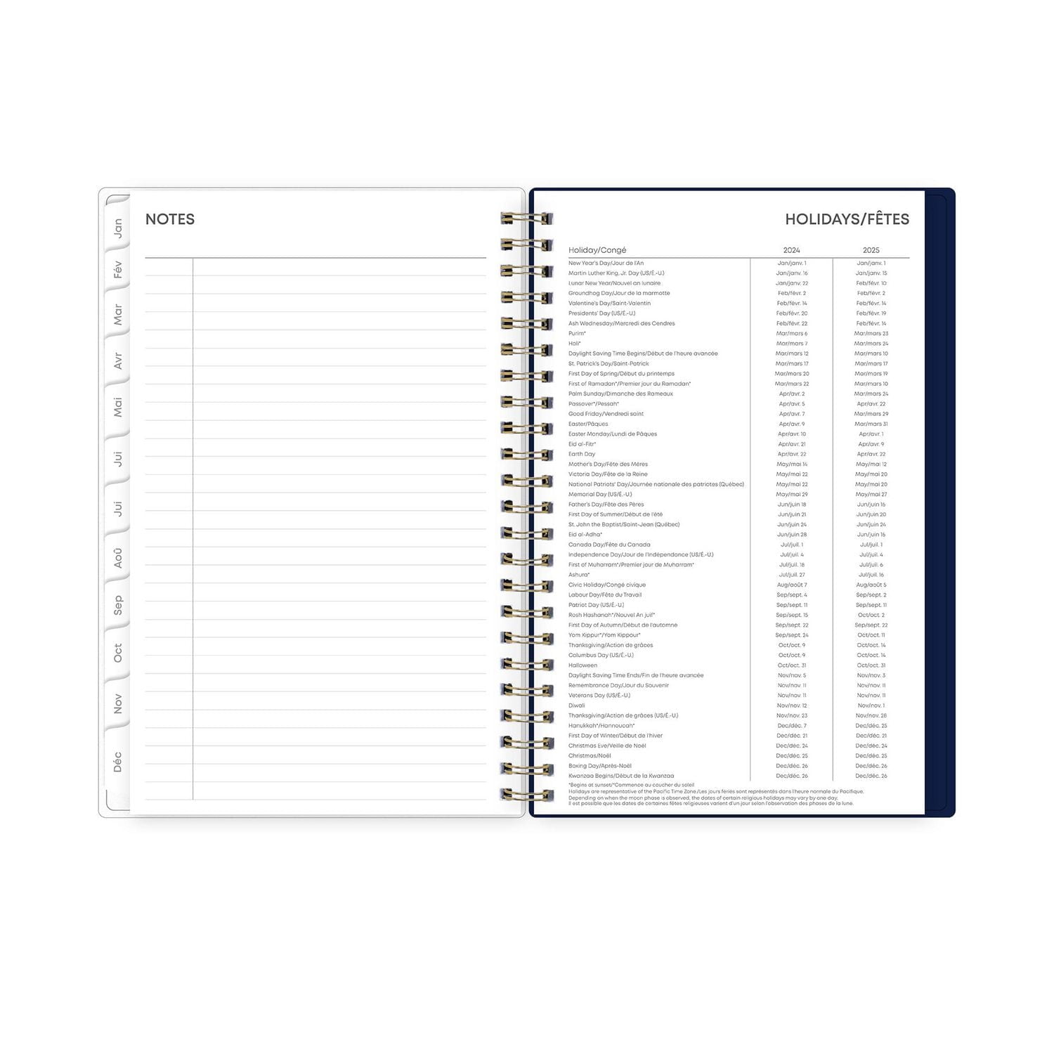 Agenda hebdomadaire/mensuel 2024, 5 po x 8 po, Blue Sky, Tana