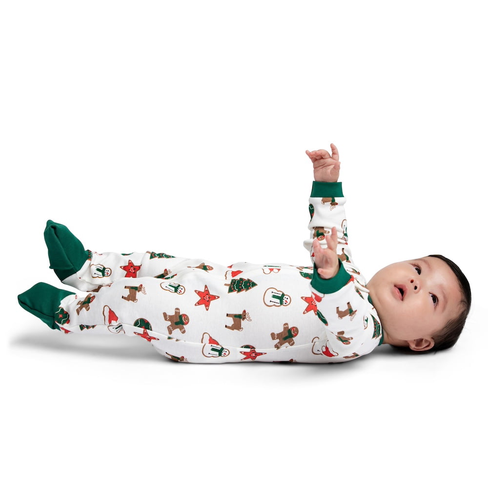 M+A by Monica + Andy Gender Neutral Baby Christmas Organic Cotton One Piece Pajamas and Bib Set, 2-Piece, Sizes 0M-24M