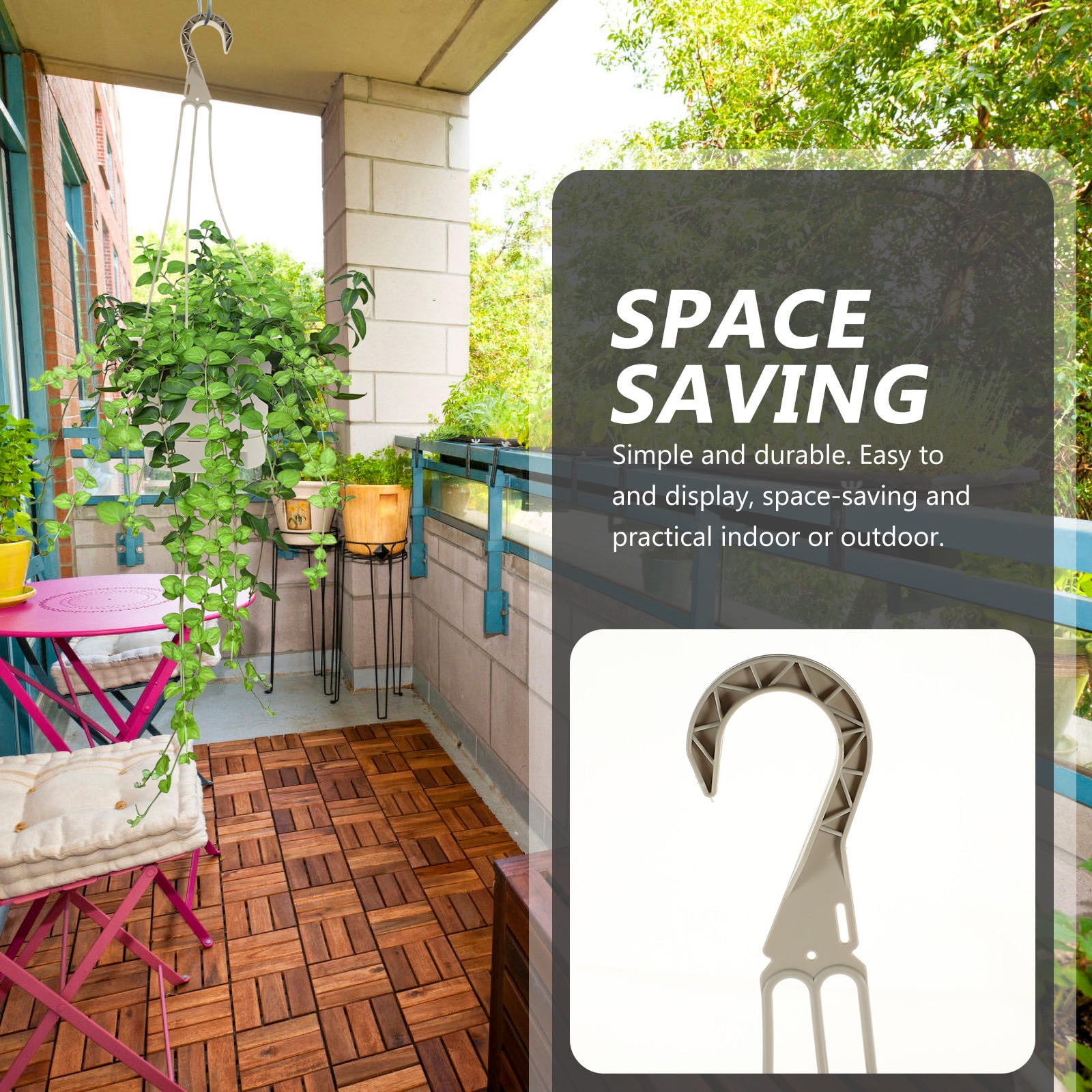 SWETRACE 5Pcs Plastic Planter Hanging Dark Grey for Indoor and Outdoor Plants 16.5X19.7in