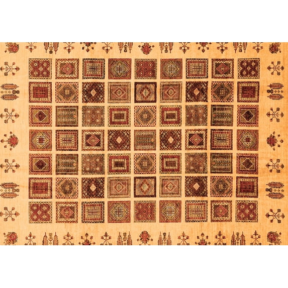 Ahgly Company Indoor Rectangle Abstract Orange Modern Area Rugs, 7' x 10'