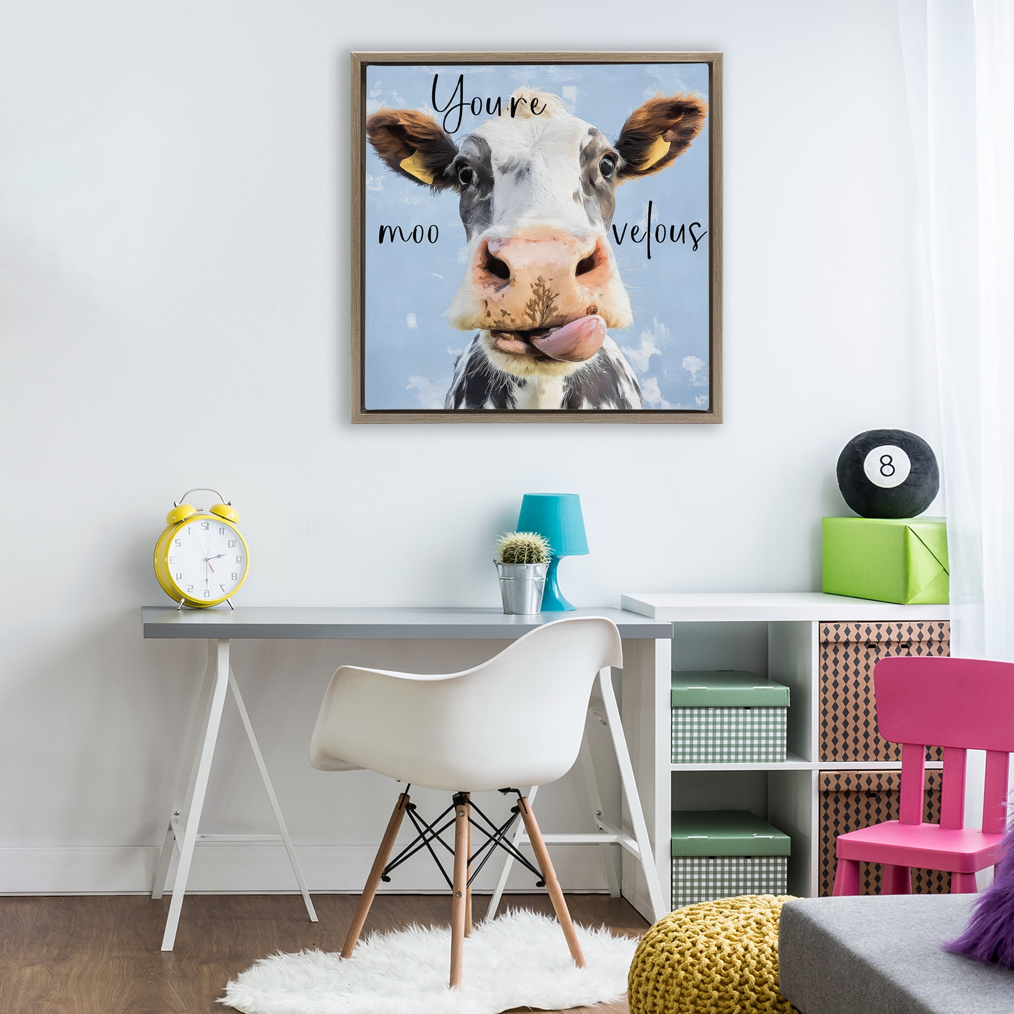 Stupell Industries You're Moo-velous Cow Brown Framed Floater Canvas Wall Art, design by Kim Curinga