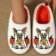 thumbnail image 2 of Halloween House Slippers for Woman Flat Heel Close Toe Slides Outdoor Indoor Warm Plush Casual Bedroom Shoes for Women White 10, 2 of 10