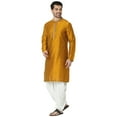 thumbnail image 3 of In-Sattva Men's Embroidered and Patterned Regular Fit Long Kurta Tunic; Ochre Mustard; XXL, 3 of 6