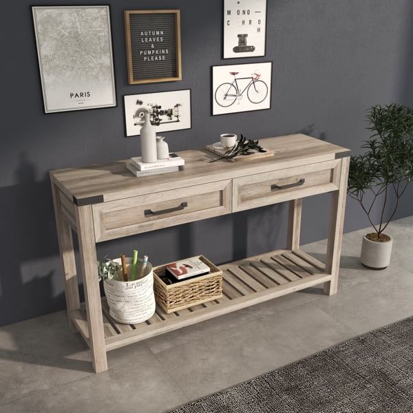 47 Inch Wide Console Table with Drawers and Shelf for Living Room ...