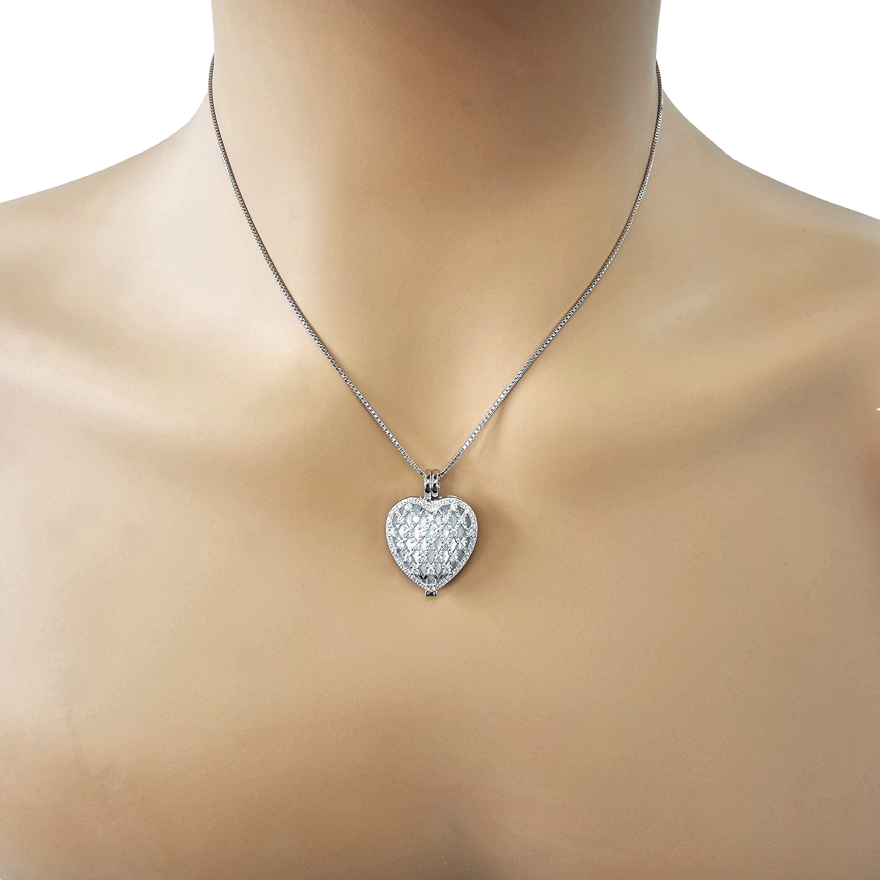 Nana Heart of Hearts Birthstone Locket Mother Female Adult Pendant, Platinum Plated- April Stone 3