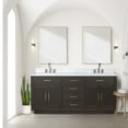 thumbnail image 4 of Shelter 72 in W x 22 in D Brown Oak Double Bath Vanity and Carrara Marble Top, 4 of 8