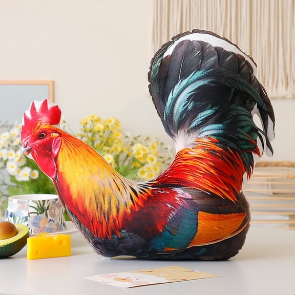 1pcs Simulated Rooster Doll Plush Stuffed Animal，Cute Rooster Plush Animal Stuffed Rooster for Birthday Gift Home Decoration,Colorful