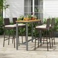 thumbnail image 4 of HAPPYGRILL Wicker Patio Barstools Set of 2, Outdoor Rattan Bar Chairs with Footrest & Backrest, Armless High Top Chairs with Seat Cushions for Backyard, Balcony, 4 of 7