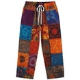thumbnail image 4 of CONZONE Mens Baggy Linen Pants Wide Leg Beach Pants for Men Trendy Elastic Waist Drawstring Retro Graphic Soft Casual Joggers With Pocket, 4 of 4