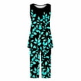 thumbnail image 3 of Women Sweat Suits 2 Piece Set Two Piece Sleep Sets for Women Sleeveless Pjs for Women Set Loose Fit Tank Top and Dressy Capri Pants, 3 of 5