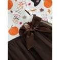 thumbnail image 6 of Toddler Baby Girl Thanksgiving Outfits PumpkinTurkey Print Long Sleeve Tutu Tulle Dress with Bowknot Set Fall Clothes, 6 of 7