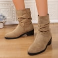 thumbnail image 2 of WAVSUF Mid Calf Boots for Women's Round Toe Wide Width Side Zip Winter Daily Slouch Boots Khaki Size 8.5, 2 of 9