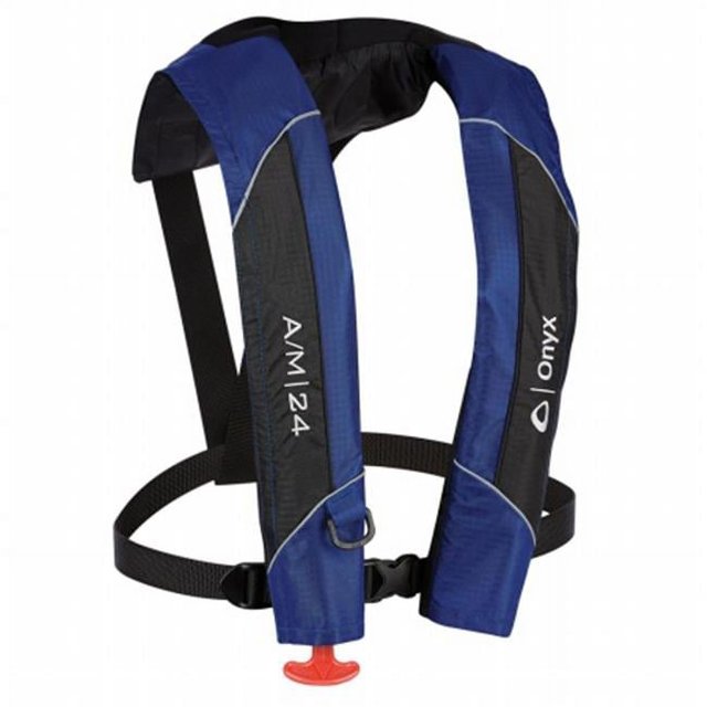 Onyx Outdoor 132000-500-004-15 A-M-24 Automatic-Manual Inflatable Pfd Life Jacket- Blue