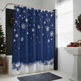 thumbnail image 4 of Christmas Navy Blue Bathroom Shower Curtain Winter Christmas Balls Snowflakes Star Waterproof Washable Shower Curtains for Bathtub Bath Decor with Grommets and Hook 66 X 72 Inch, 4 of 8