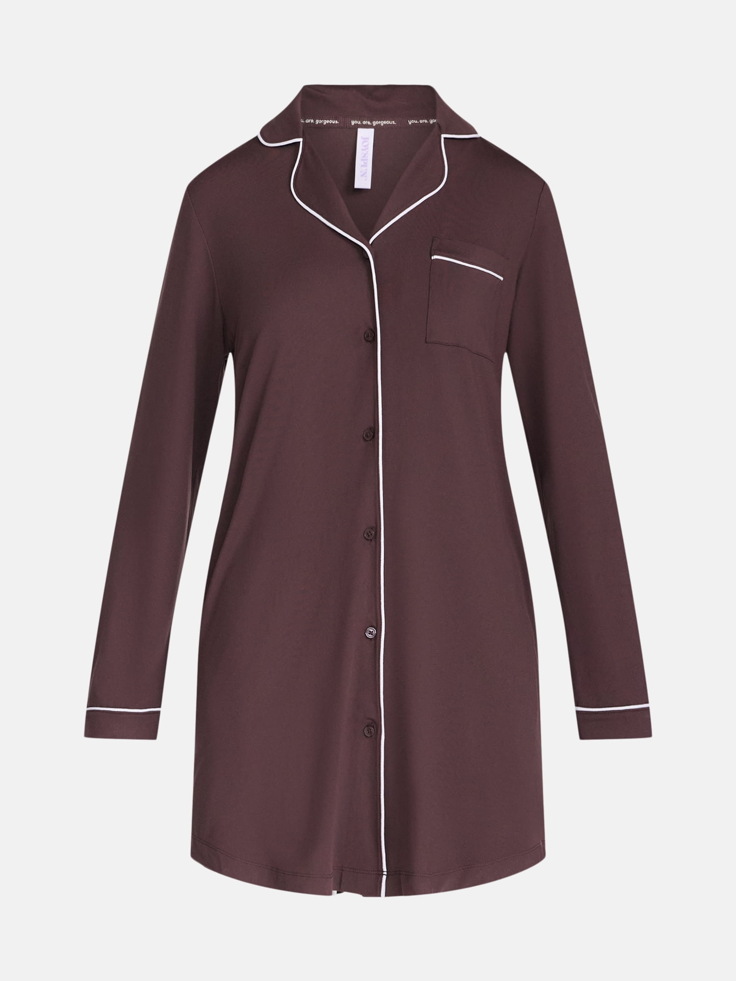 Joyspun Women's Dreamy Soft Collection Notch Collar Sleepshirt with Long Sleeves, Sizes XS-3X