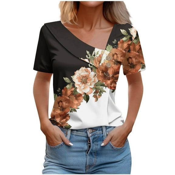 My Orders Cute Summer Tops for Women Floral Ladies Tops And Blouses Tunics Hawaiian Shirts Blue Sexy Summer Tops for Women Over 50 My Orders Placed Recently By Me