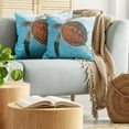 thumbnail image 5 of Ambesonne Turtle Throw Pillow Cover 2 Pack, Sea Animal Caribbean, 20", Turquoise Cinnamon, 5 of 7