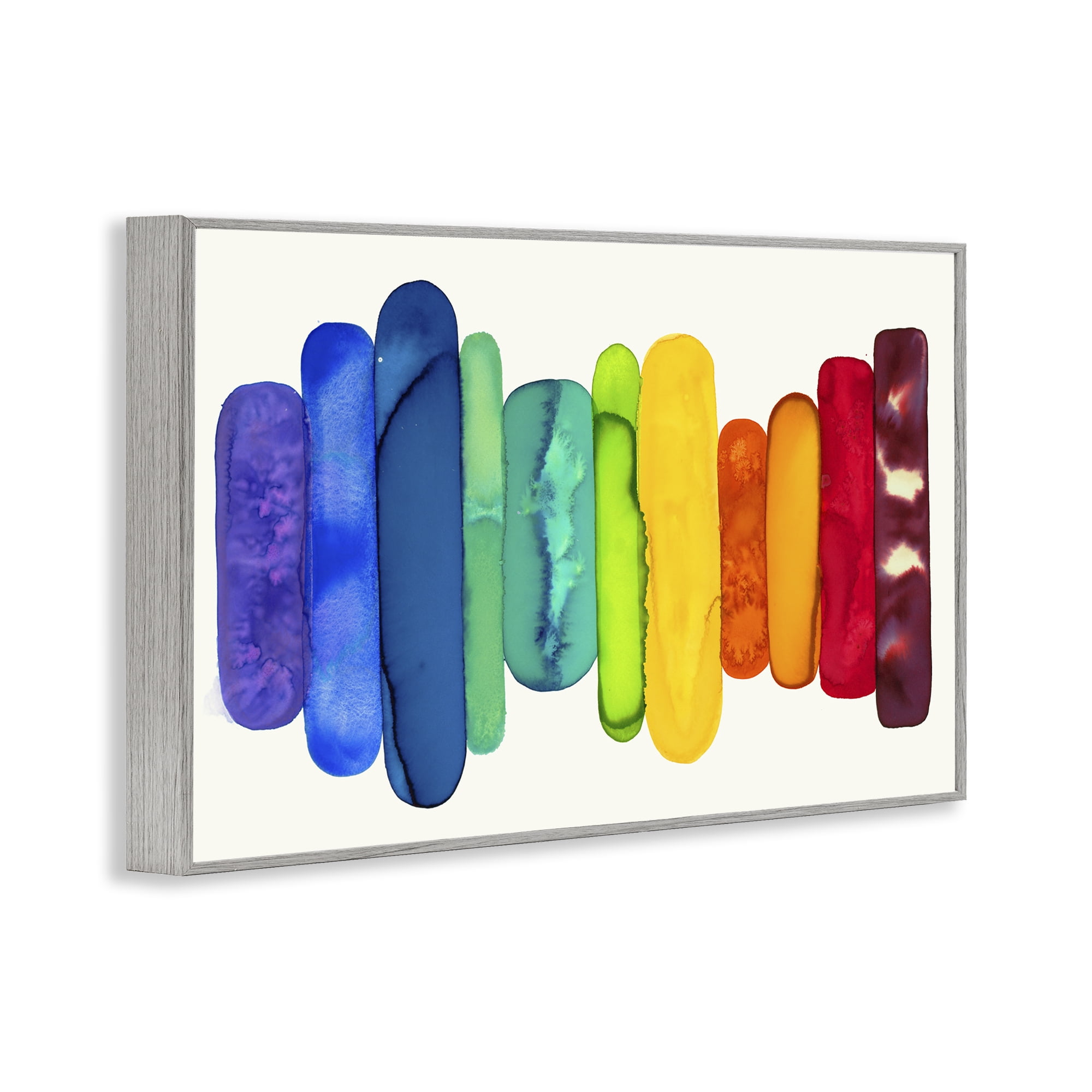 Stupell Industries Rainbow Ombre Shapes Abstract Painting Gray Framed Art Print Wall Art, 18 x 12